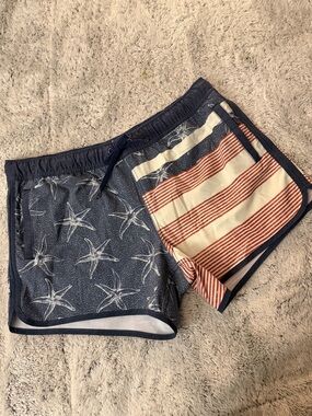 Salt Life Women's Navy Starfish & Red Stripe Athletic Shorts